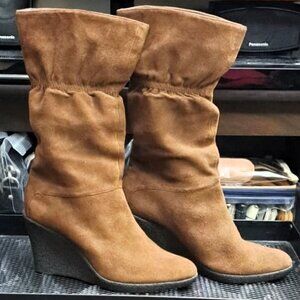 Enzo Angiolini Women's Suede Leather Wedge Boots Used Like New